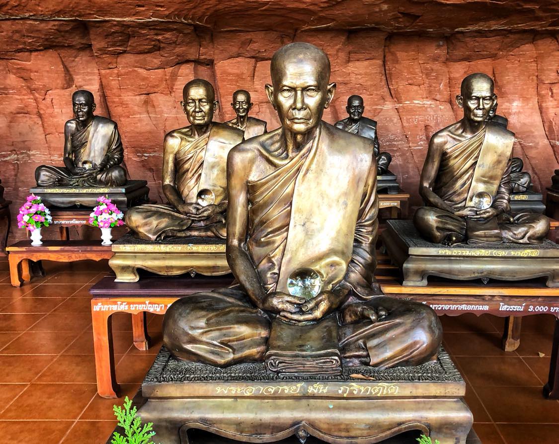 Monk Statues at Wat Phu Tok