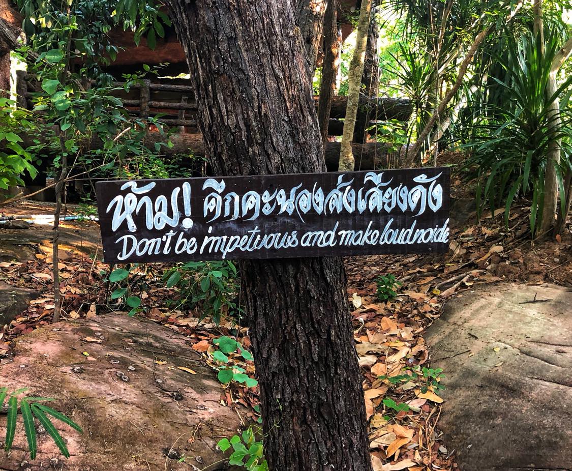 Warning Signs at a Thai Temple