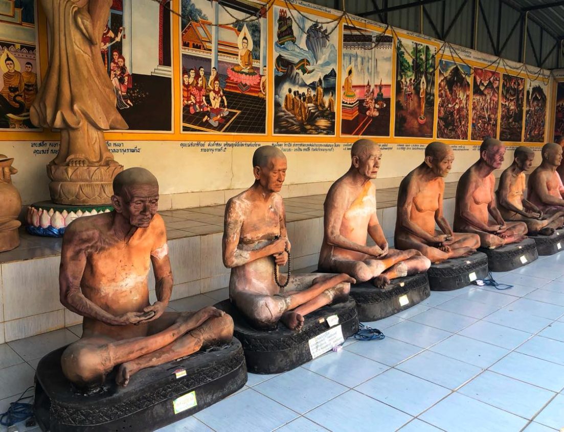 Naked Thai Buddhist Monk Statues Without Robes, Isan Temples