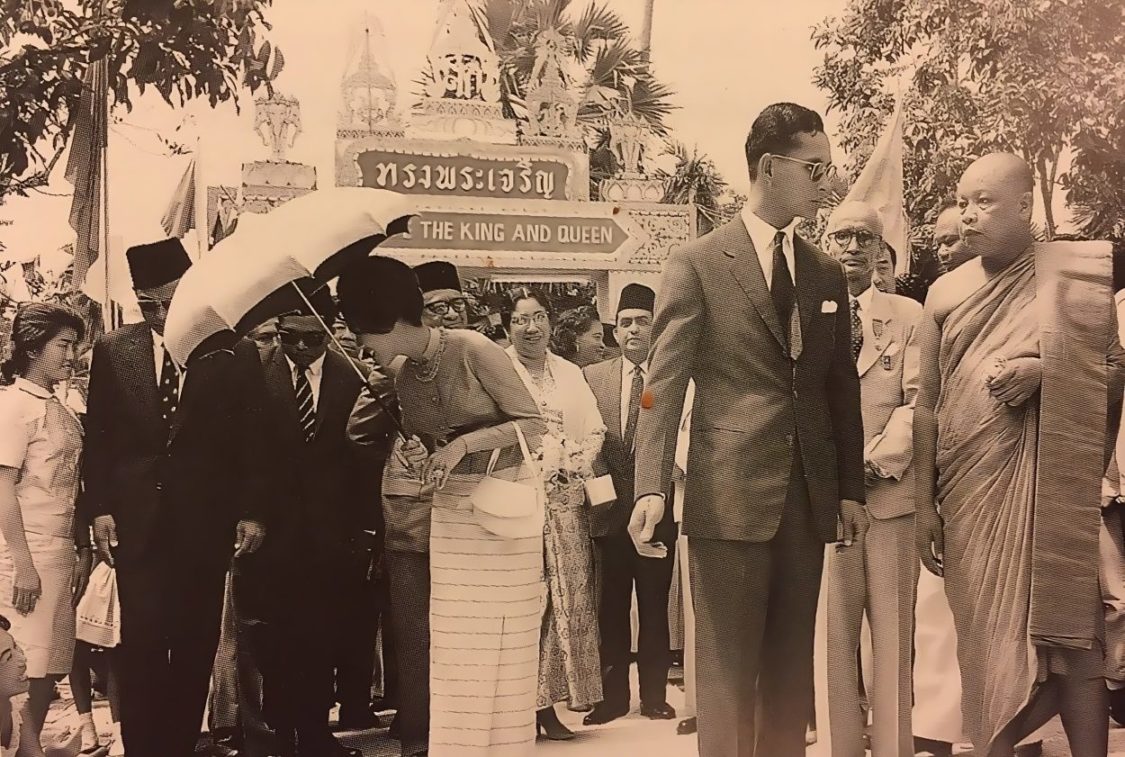 King and Queen of Thailand with Monks