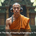 Thai Buddhist Monk with Headphones