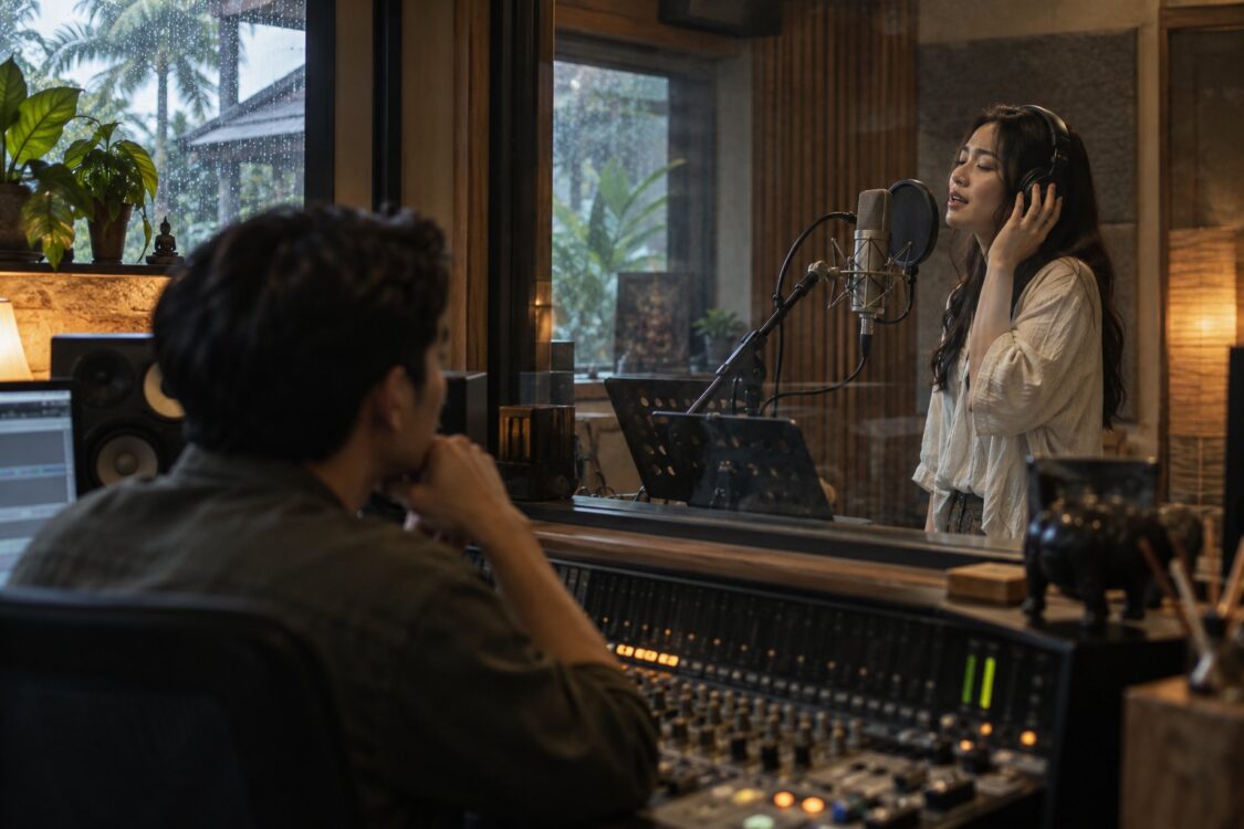 Thai Female Singer Recording Live