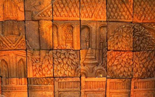 Bas Relief Tile Mural at Thai Buddhist Temple
