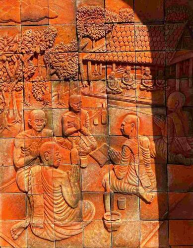 Bas Relief Tile Mural at Thai Buddhist Temple