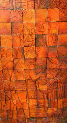 Bas Relief Tile Mural at Thai Buddhist Temple