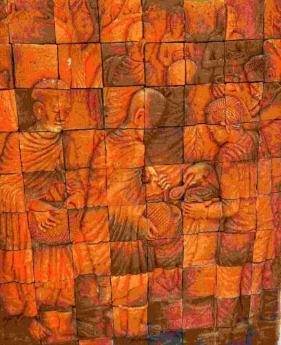 Bas Relief Tile Mural at Thai Buddhist Temple