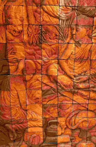 Bas Relief Tile Mural at Thai Buddhist Temple