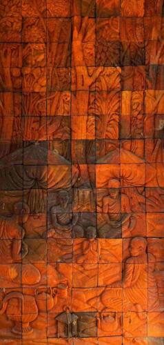 Bas Relief Tile Mural at Thai Buddhist Temple