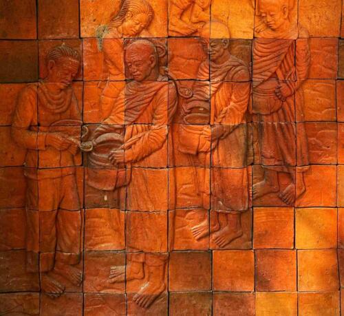 Bas Relief Tile Mural at Thai Buddhist Temple