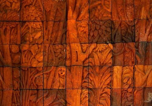 Bas Relief Tile Mural at Thai Buddhist Temple