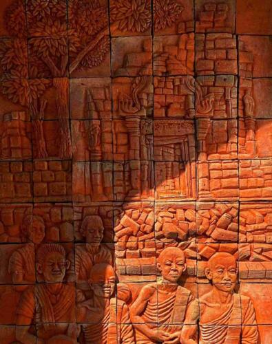 Bas Relief Tile Mural at Thai Buddhist Temple