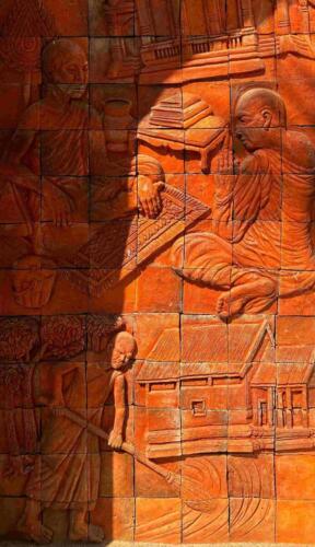 Bas Relief Tile Mural at Thai Buddhist Temple