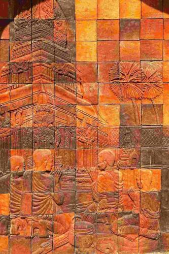 Bas Relief Tile Mural at Thai Buddhist Temple