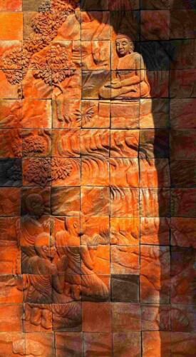 Bas Relief Tile Mural at Thai Buddhist Temple