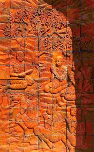 Bas Relief Tile Mural at Thai Buddhist Temple