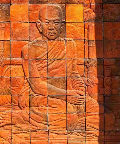 Bas Relief Tile Mural at Thai Buddhist Temple