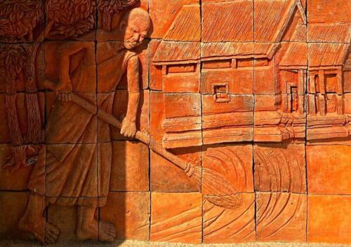 Bas Relief Tile Mural at Thai Buddhist Temple