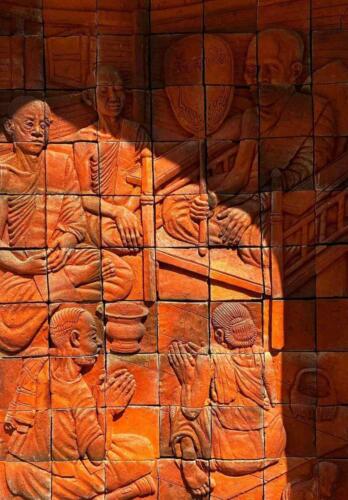 Bas Relief Tile Mural at Thai Buddhist Temple