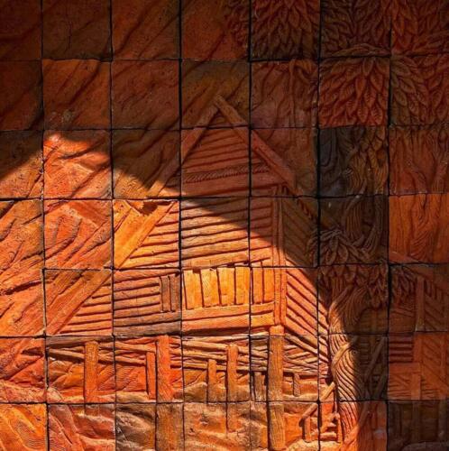 Bas Relief Tile Mural at Thai Buddhist Temple