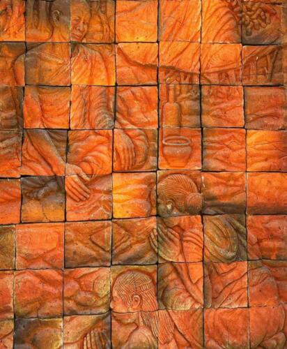 Bas Relief Tile Mural at Thai Buddhist Temple