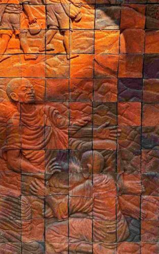 Bas Relief Tile Mural at Thai Buddhist Temple