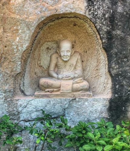 Wat Tham Pha Daen Monk Stone Carving