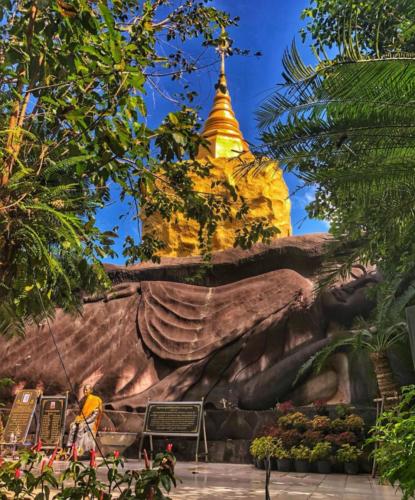 Wat Tham Pha Daen Reclining Buddha Stone Carving