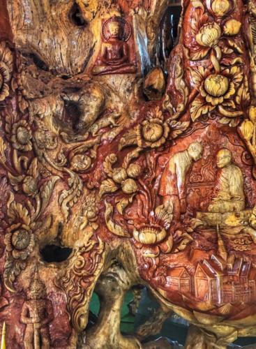 Wat Tham Pha Daen Tree Carvings